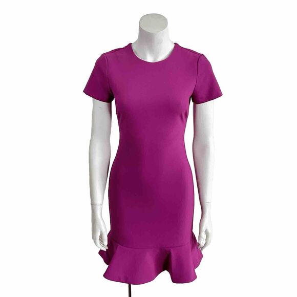 Likely Dress Magenta Beckett Fluted Ruffle Short Sleeve Alluring stretch 2 - Picture 3 of 7